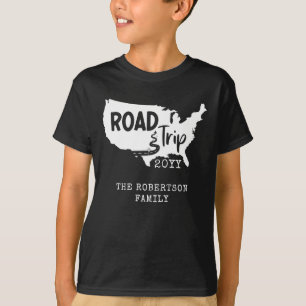 T-shirt Vacances personnalisées Family Road Trip USA Car