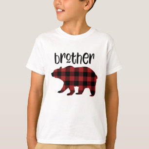 T-shirt Vacances rouges d'ours de frère de plaid de