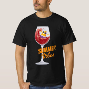 T-shirt Vacances Vibes d'été Drôle Cartoon Fromage de vin