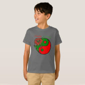 T-shirt Vacances Yin Yang Poinsettia Rouge Vert (Devant entier)