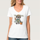 T-shirt Vacation Waiting | Cute Robot Summer Women's V-Nec (Devant)