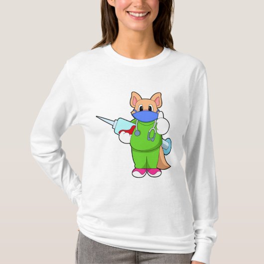 T-shirt Vaccination au chat avec seringue (Devant)