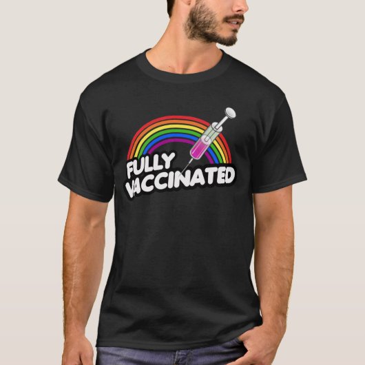 T-SHIRT VACCINÉ COMPLÈTEMENT FIERTÉ RAINBOW (Devant)
