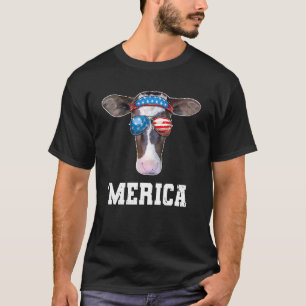 T-shirt Vache 4 juillet Drapeau Américain Garçons Hommes M