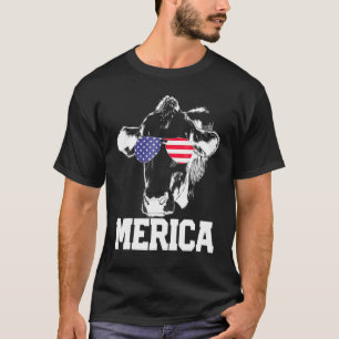 T-shirt Vache 4ème sur 7 Moorica Merica America Drapeau Us