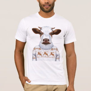 T-shirt Vache à chandail de Noël