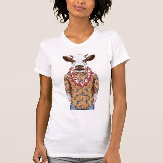 T-shirt Vache à chemise hawaïenne (Devant)