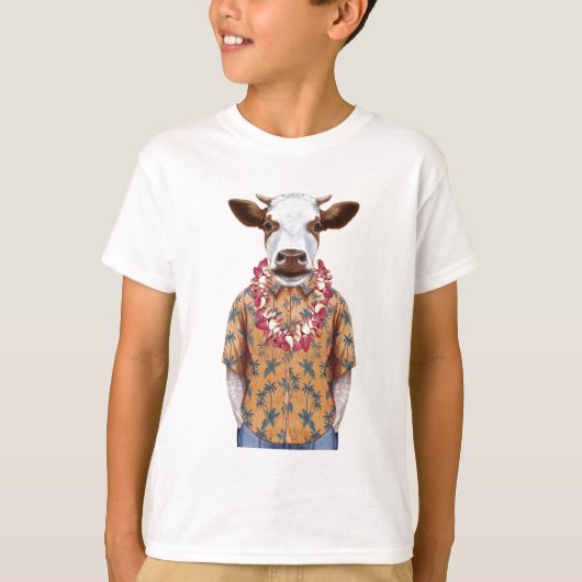 T-shirt Vache à chemise hawaïenne (Devant)