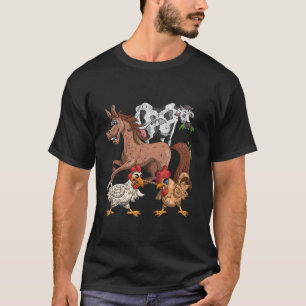 T-shirt Vache à cheval Enfants de poulet Ferme Drôle Agric