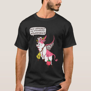 T-shirt Vache à fraise volante I Milkshake de fraise I Ani