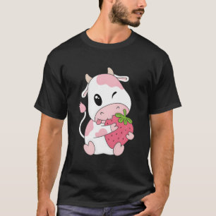 T-shirt Vache à Imprimer Fraise Kawaii Animal