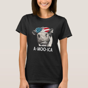 T-shirt Vache A Meugle Ica Génisse Drapeau Américain 4 Jui