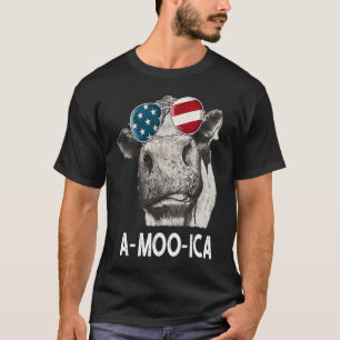 T-shirt Vache A Moo Ica Génisse Drapeau Américain 4 Juille