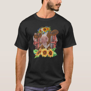 T-shirt Vache à Tournesol Léopard Western Ferme Animale