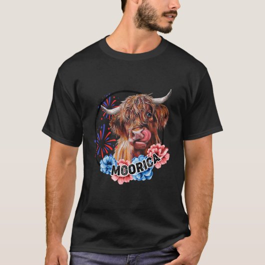 T-shirt Vache américaine du 4 juillet Merica Moorica améri (Devant)