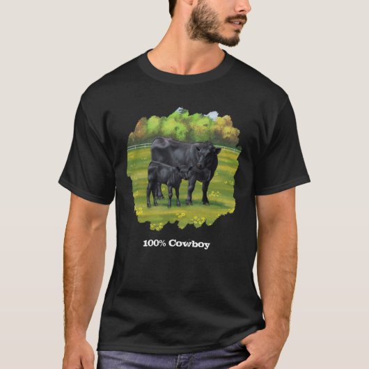 T-shirt Vache Angus Noir & Mignonne Veau (Devant)