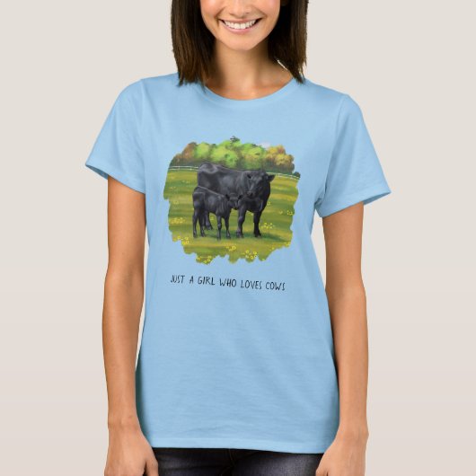 T-shirt Vache Angus Noir & Mignonne Veau (Devant)