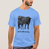 T-shirt Vache Angus Noire et veau mignon (Devant)