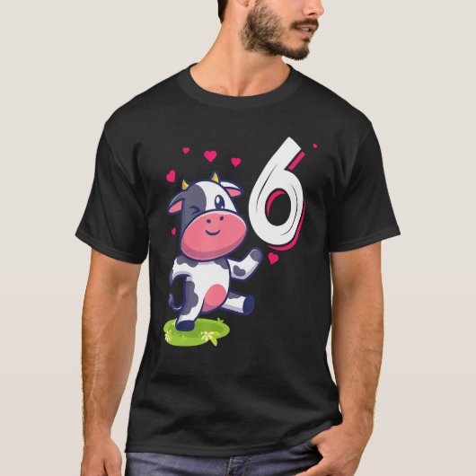 T-shirt Vache animal 6e anniversaire fille B jour 6 ans Ki (Devant)