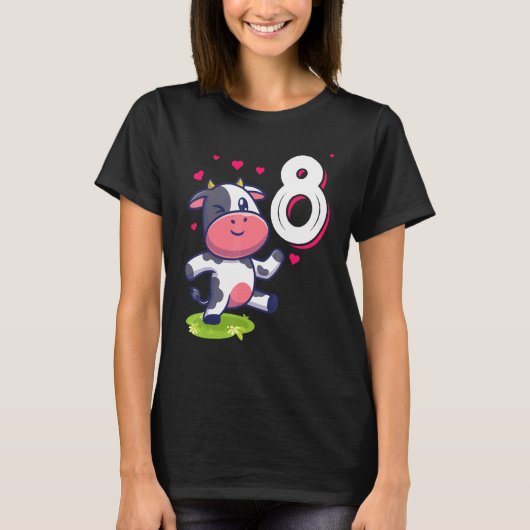 T-shirt Vache Animal 8e anniversaire fille B Jour 8 ans Ki (Devant)