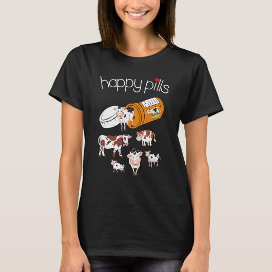T-shirt Vache aux pilules heureuses (Devant)