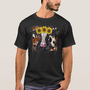 T-shirt Vache avec génisse de tournesol ferme animale de c