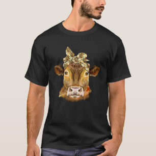 T-shirt Vache avec serre-tête Tournesols Agriculteur s