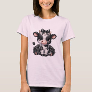 T-shirt Vache bébé mignonne en jupe à point Bow & Polka -