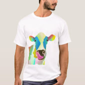 T-shirt Vache colorée unique (Devant)
