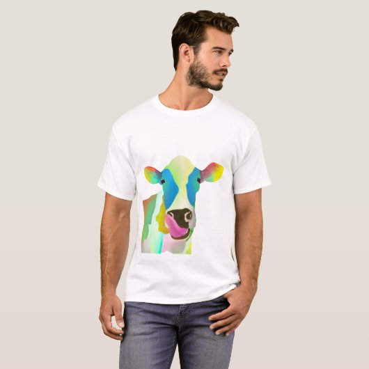 T-shirt Vache colorée unique (Devant entier)