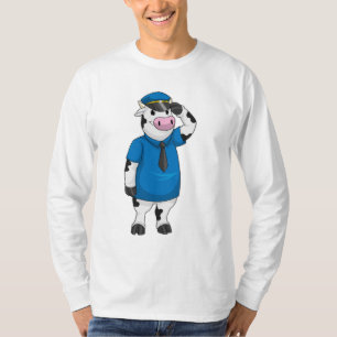 T-shirt Vache comme agent de police avec casquette de poli
