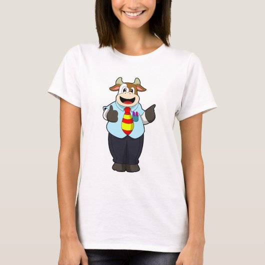 T-shirt Vache comme enseignant avec Cravate (Devant)