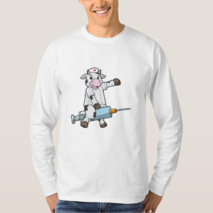 T-shirt Vache comme infirmière avec coeur et seringue