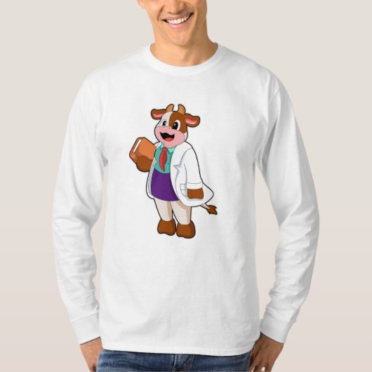T-shirt Vache comme infirmière avec livre (Devant)