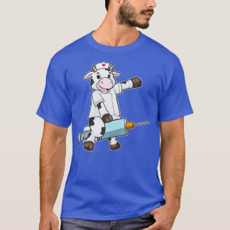 T-shirt Vache comme infirmière avec seringue cardiaque