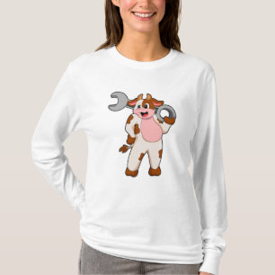 T-shirt Vache comme mécanicien avec clé