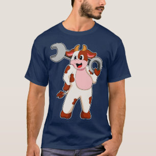 T-shirt Vache comme mécanicien avec clé