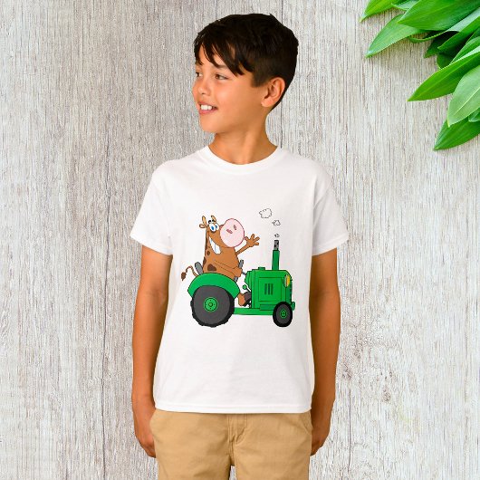 T-shirt Vache Conduisant Un Tracteur