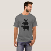 T-shirt Vache cool De Poulet De Cochon Empilée Sur La Ferm (Devant entier)