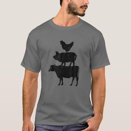 T-shirt Vache cool De Poulet De Cochon Empilée Sur La Ferm (Devant)