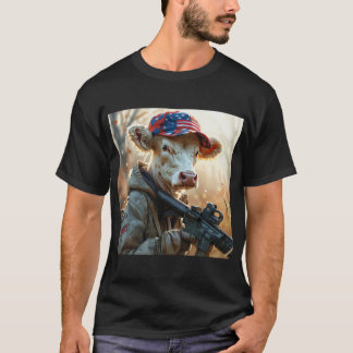 T-shirt Vache cool MAGA avec pistolet et Camouflage Cute A