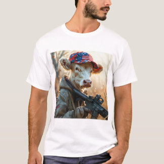 T-shirt Vache cool MAGA avec pistolet et Camouflage Cute A