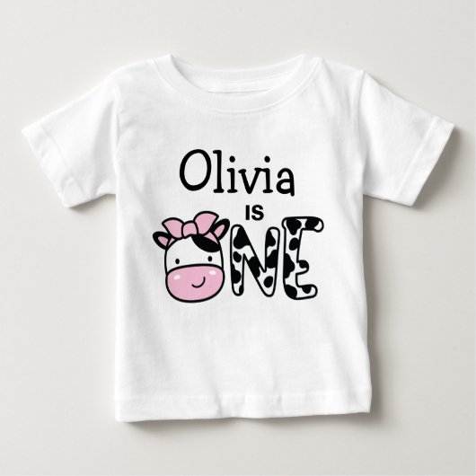 T-shirt vache d'anniversaire personnalisé fille 1e (Devant)