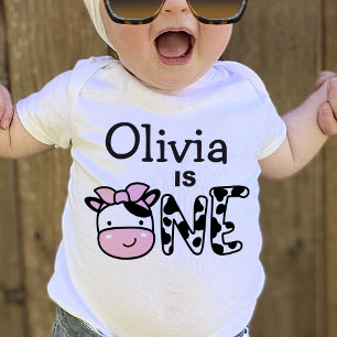 T-shirt vache d'anniversaire personnalisé fille 1e