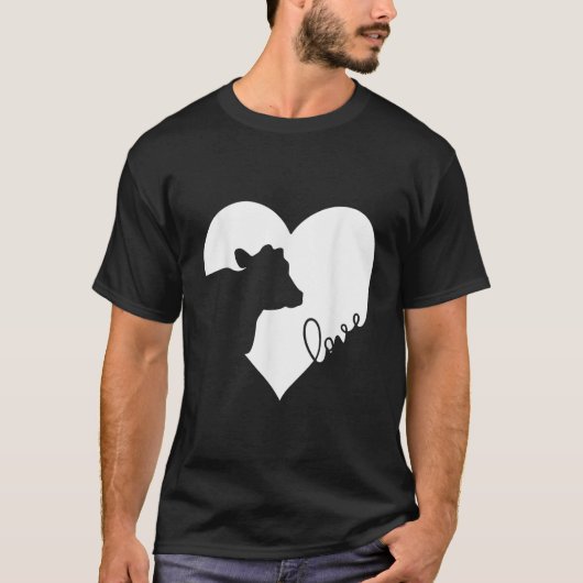 T-shirt Vache dans le coeur vaches amour cadeau (Devant)