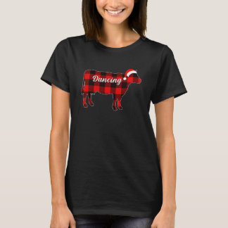 T-shirt Vache Danse Pyjama Carreaux Rouges Vache Noël Ferm