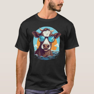 T-shirt Vache d'apparence drôle avec des lunettes de solei