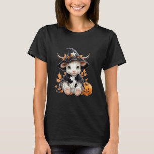 T-shirt Vache de Halloween mignonne sorts de sorcière Moo