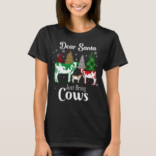 T-shirt Vache de Noël drôle Cher Père Noël viens juste