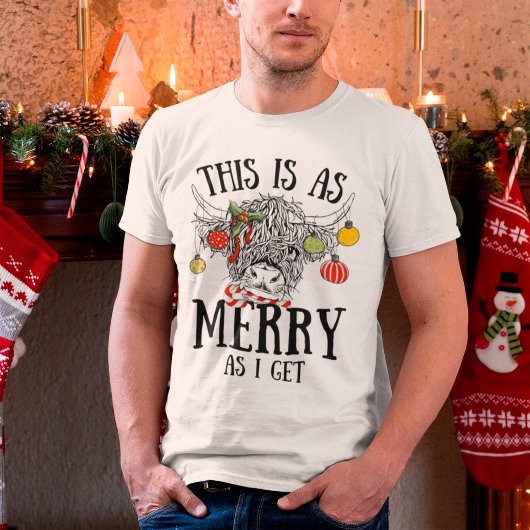 T-shirt Vache de Noël drôle Highland